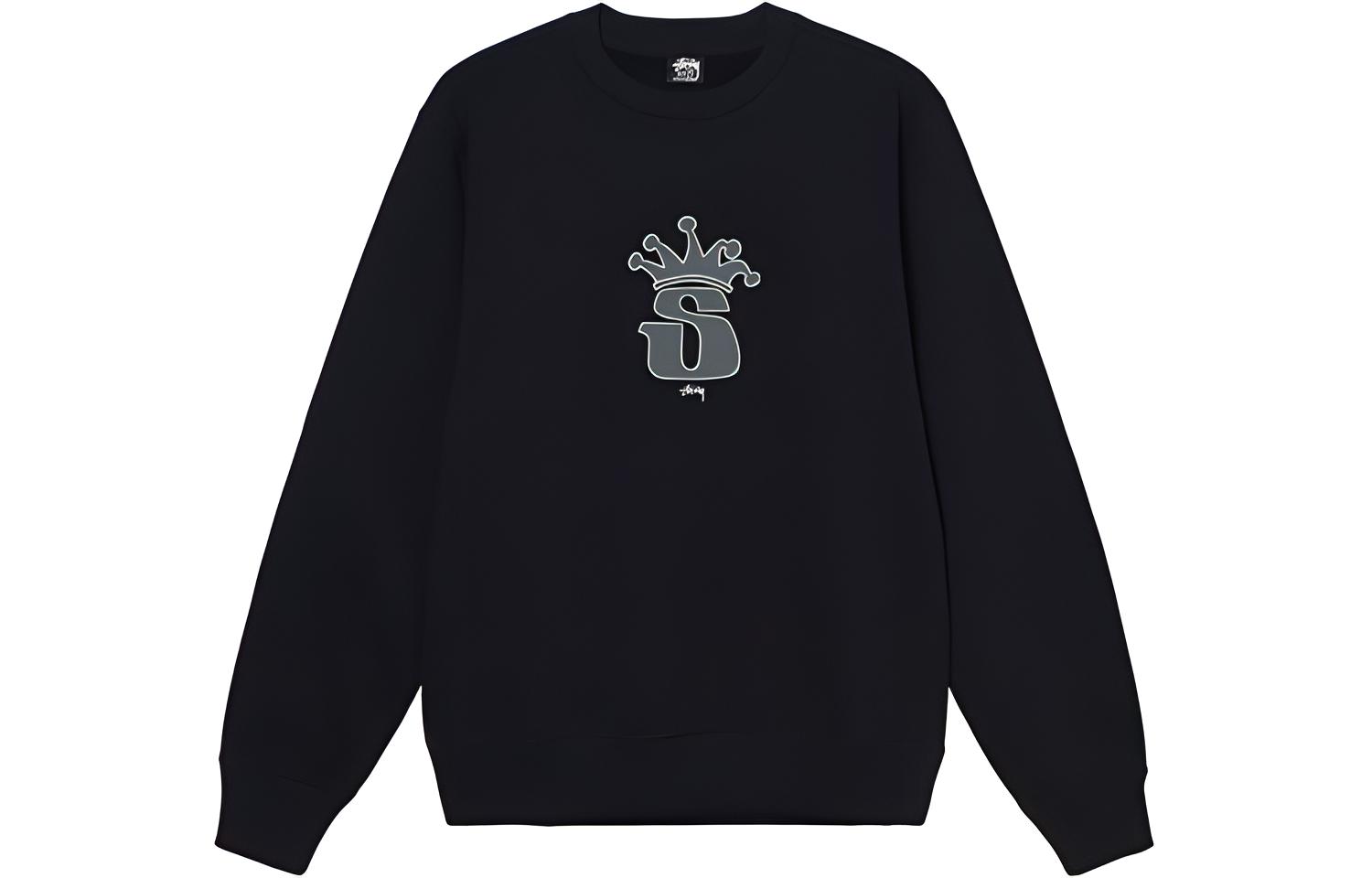 Stüssy FW21 Crown Crewneck Retro Sweatshirt Black 1914755