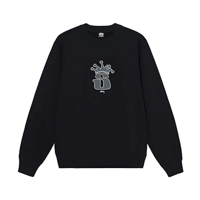 Stüssy FW21 Crown Crewneck Retro Sweatshirt Black 1914755