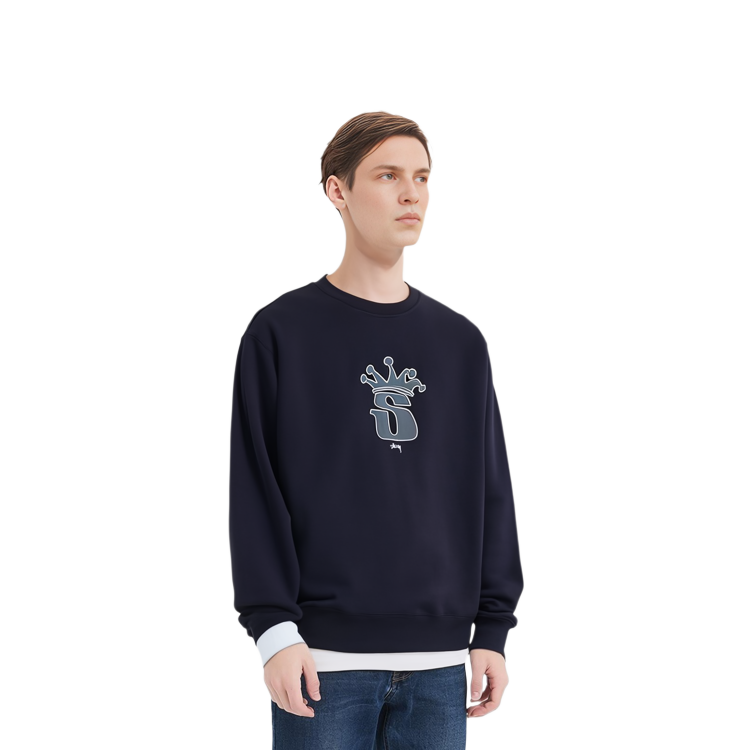 Stüssy FW21 Crown Crewneck Retro Sweatshirt Black 1914755 圖 6