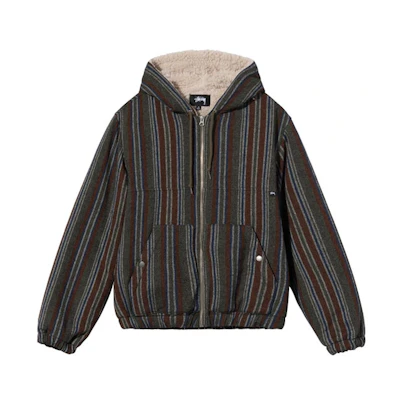 Stüssy FW21 Fleece-Lined Striped Hoodie Brown (Unisex Couples' Style) 1156061