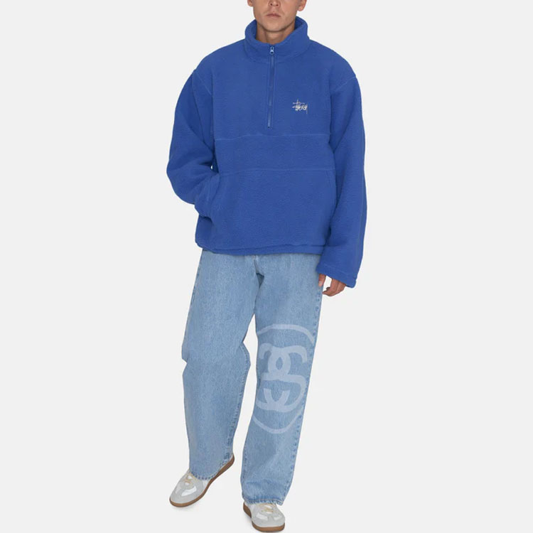 Stüssy FW21 Half Zip Mock Neck Pullover Retro Sweatshirt for Men 118453 圖 16