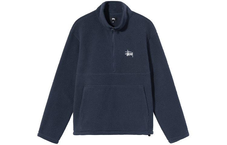 Stüssy FW21 Half Zip Mock Neck Pullover Retro Sweatshirt for Men 118453 圖 4