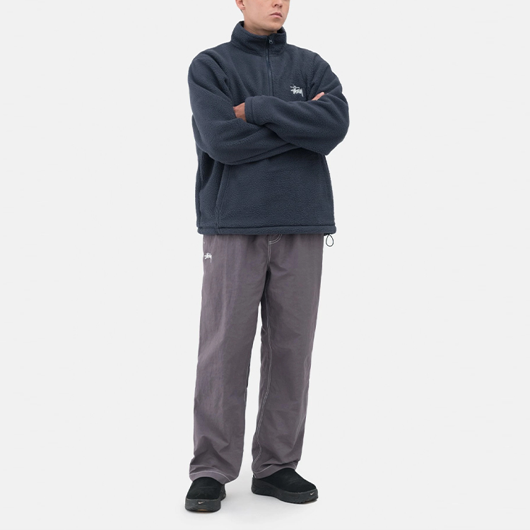 Stüssy FW21 Half Zip Mock Neck Pullover Retro Sweatshirt for Men 118453 圖 6