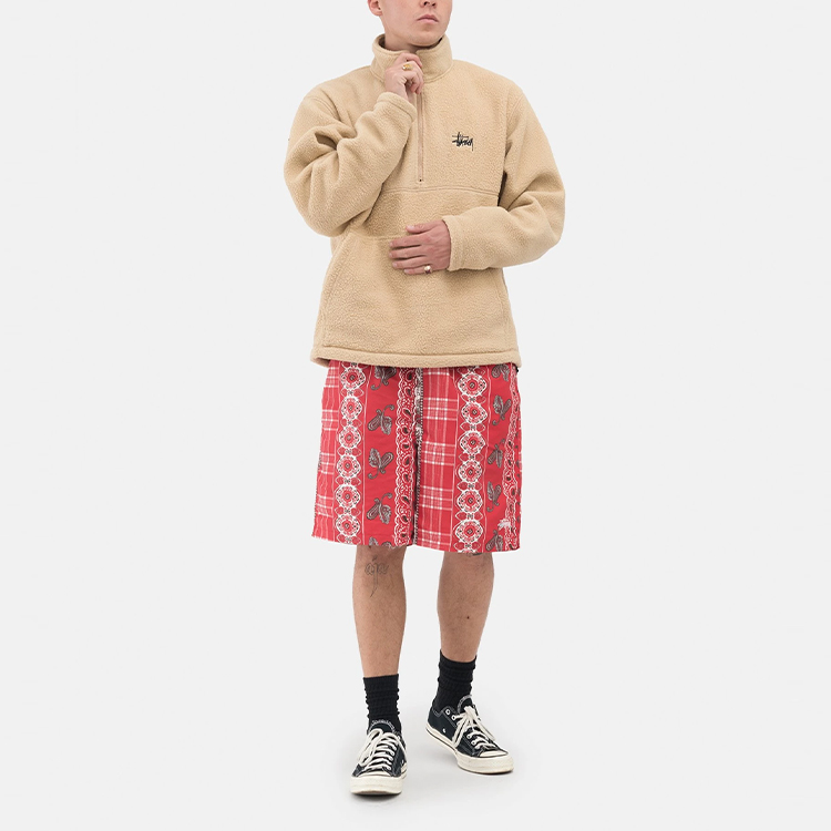 Stüssy FW21 Half Zip Mock Neck Pullover Retro Sweatshirt for Men 118453 圖 9