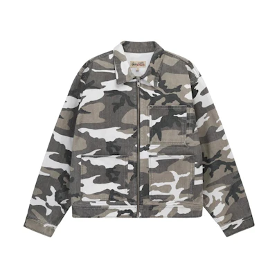 Stüssy FW22 Camouflage Zip Utility Jacket Green Retro Style 115681