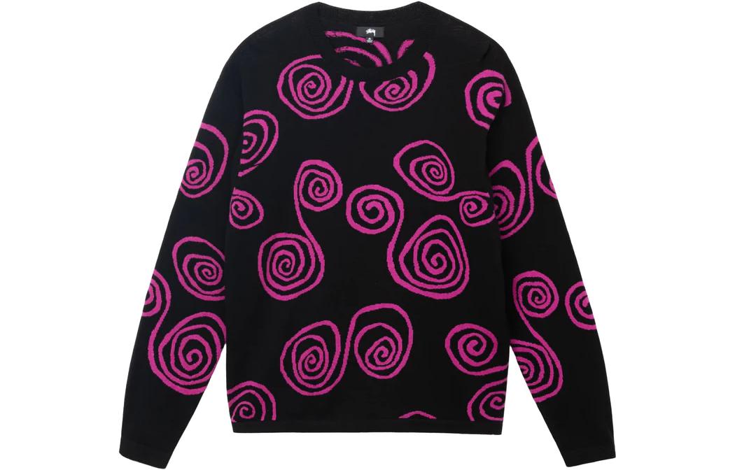 Stüssy FW22 Hand Drawn S Sweater Graphic Crewneck Unisex Black Retro Style 117150