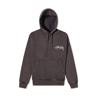 Stüssy FW22 Solid Color Vintage Print Hoodie Brown Retro Style 118485-BLAC