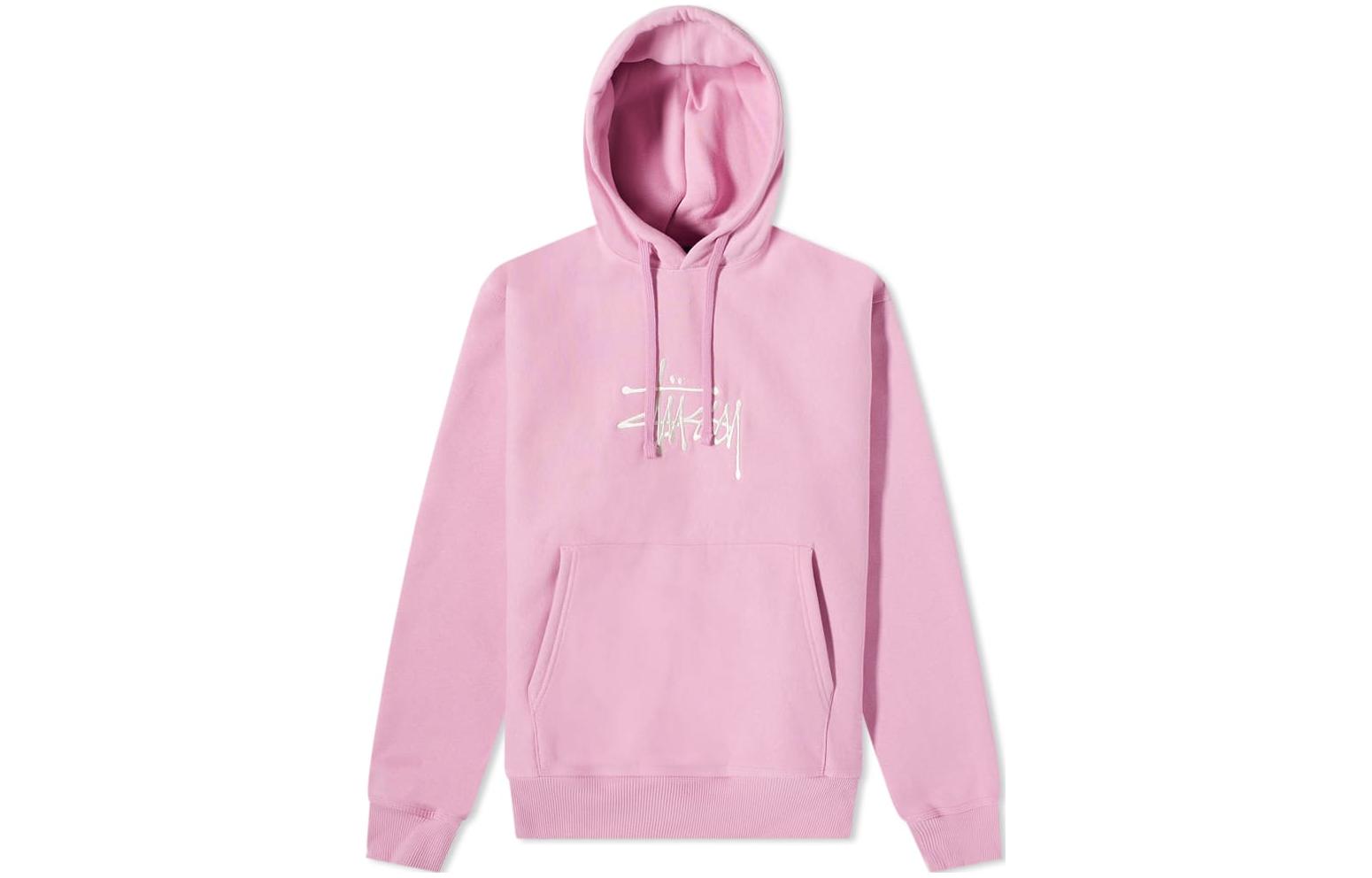 Stüssy FW22 Solid Logo Embroidered Hoodie Retro Style Pink 118473-PINK