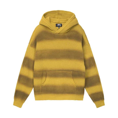 Stüssy FW22 Striped Hoodie Long Sleeve Vintage Sweatshirt Yellow 117149