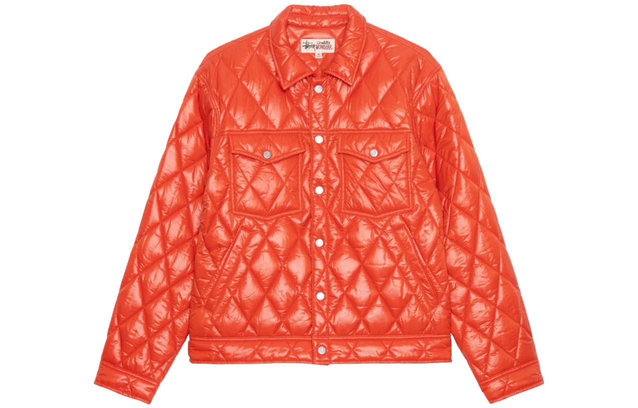 Stüssy FW23 Ranch Quilted Nylon Diamond Pattern Snap Button Vintage Jacket Unisex 115712