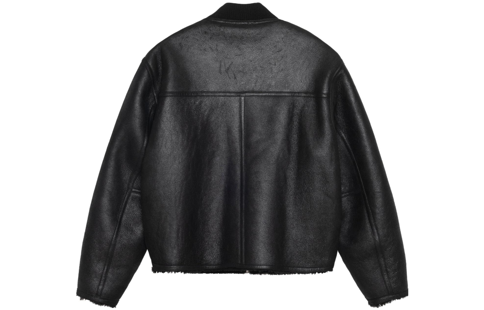 Stüssy FW23 Reversible Shearling Flight Jacket Unisex Black Retro Style 115741 圖 3