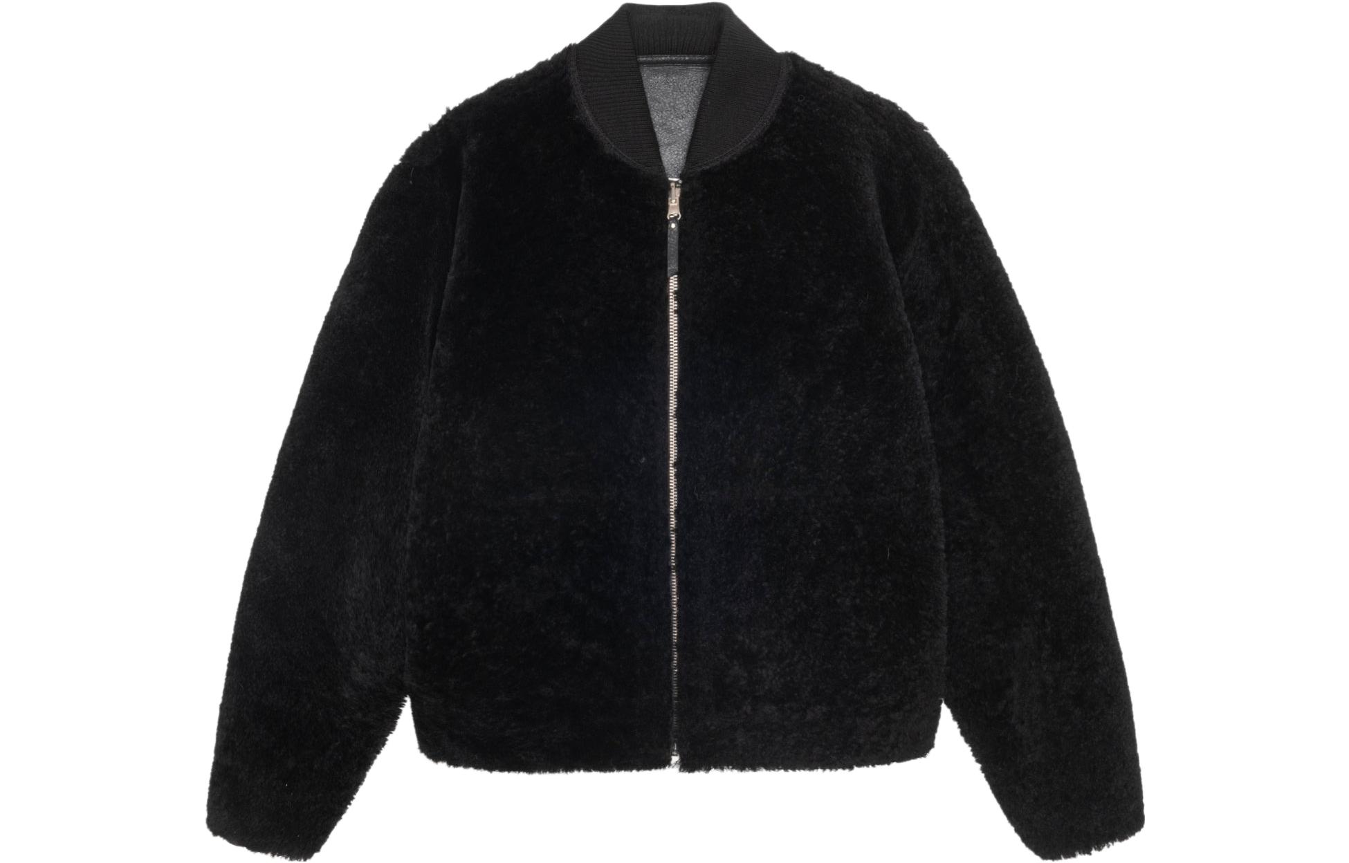 Stüssy FW23 Reversible Shearling Flight Jacket Unisex Black Retro Style 115741 圖 4