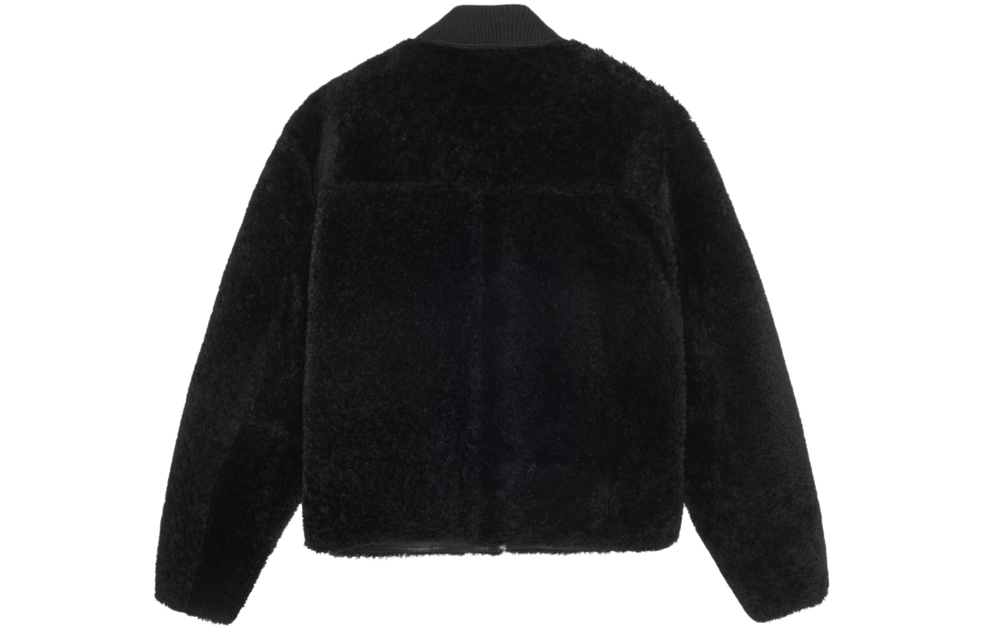 Stüssy FW23 Reversible Shearling Flight Jacket Unisex Black Retro Style 115741 圖 5