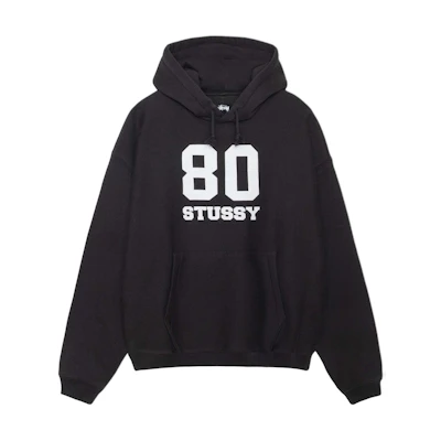 Stüssy FW24 80 Relaxed Logo Hoodie Retro Unisex Fleece Pullover with Kangaroo Pocket 118569