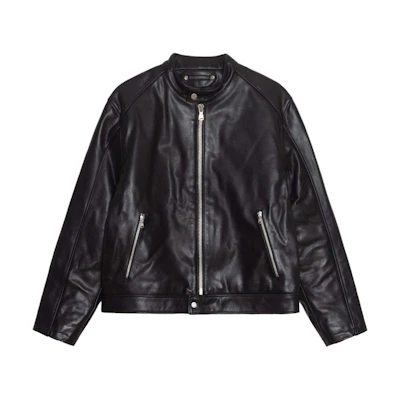 Stüssy FW24 Cafe Racer Leather Jacket Classic Retro Unisex Biker Style 115771-STUSSY