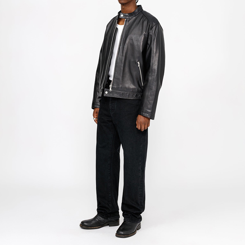 Stüssy FW24 Cafe Racer Leather Jacket Classic Retro Unisex Biker Style 115771-STUSSY 圖 5