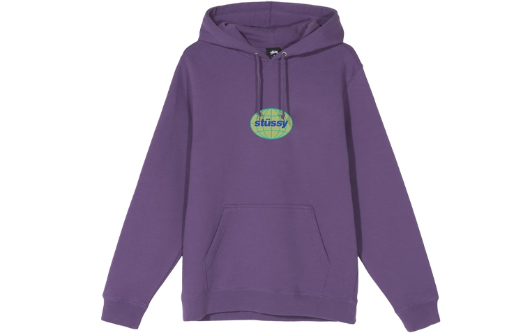 Stüssy Global Vintage Hoodie with Earth Logo Print - Unisex Retro Style 118380