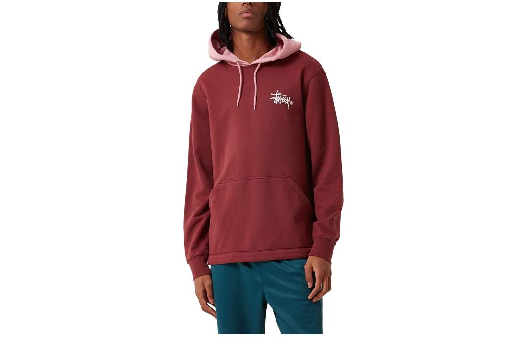Stüssy Graphic Print Red Hoodie Retro Style Long Sleeve Sweatshirt 118290-BRG