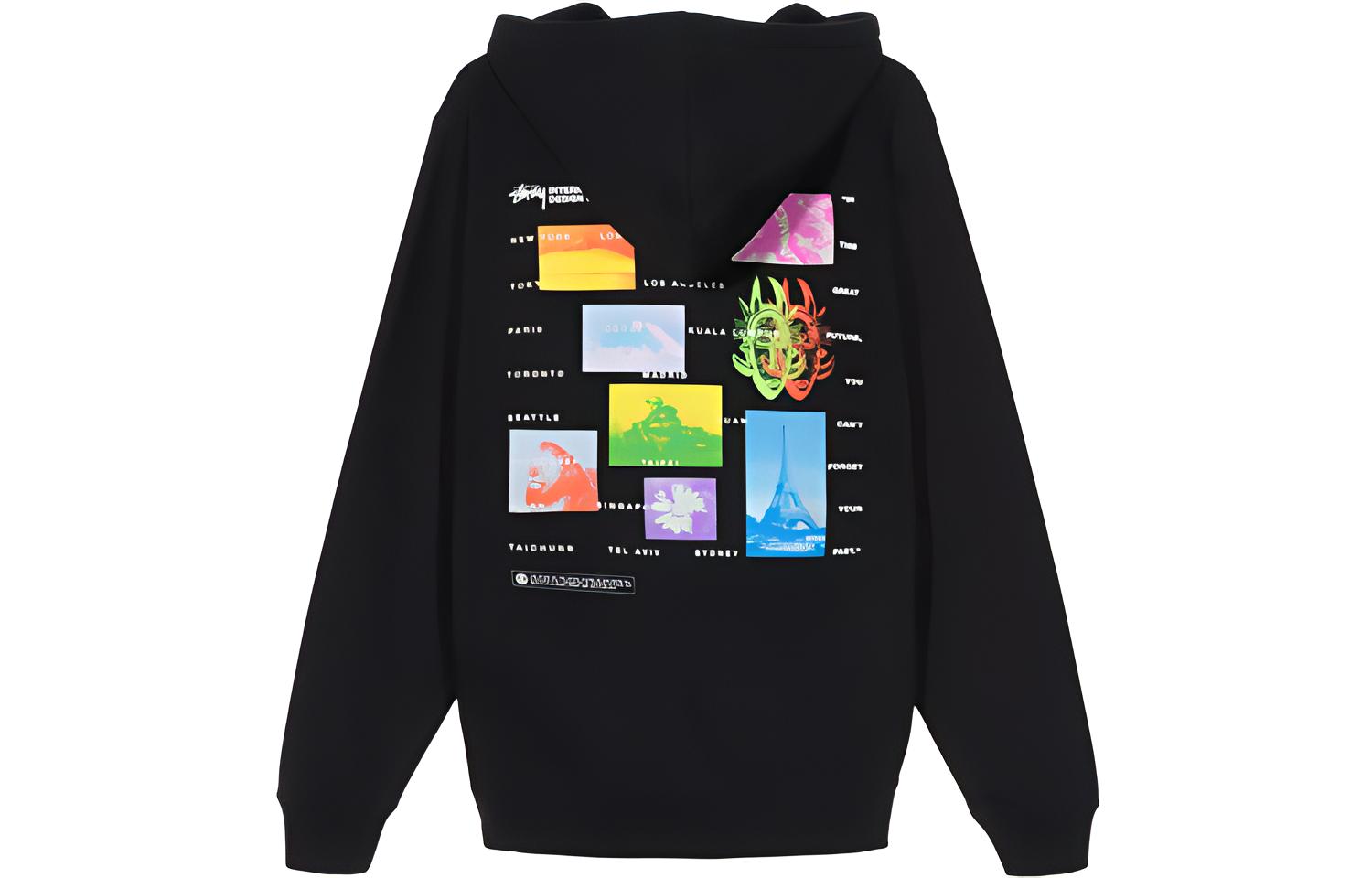 Stüssy Great Future Hoodie Black Unisex Retro Style with Colorful Logo Print 1924444
