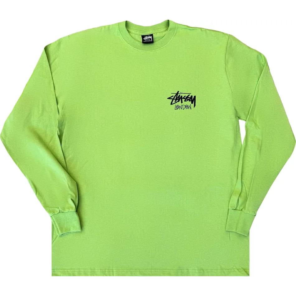 Stüssy Green Pullover Sweatshirt with Letter Logo Print Retro Style 3993800