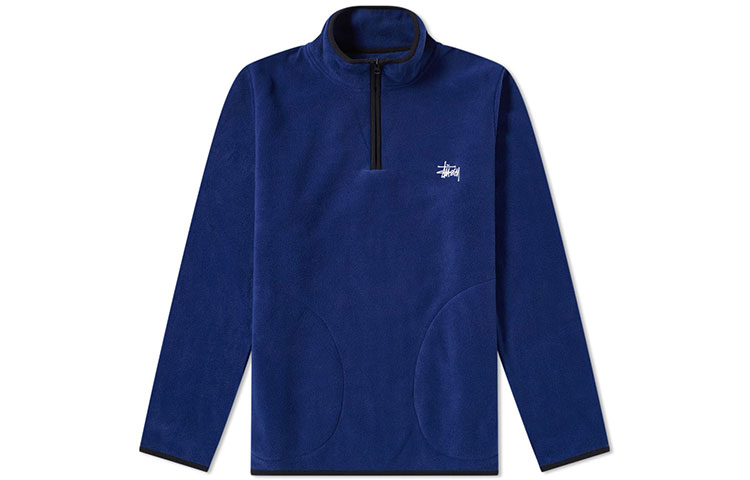 Stüssy Half-Zip Fleece Retro Sweatshirt Jacket Unisex - Deep Blue 46895314