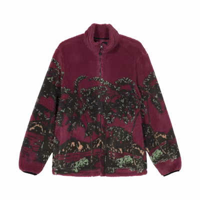 Stüssy Hawaiian Jacquard Jacket Berry Color Retro American Style 118328