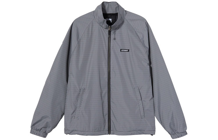 Stüssy Houndstooth Retro Sports Jacket Black Vintage Style 115527
