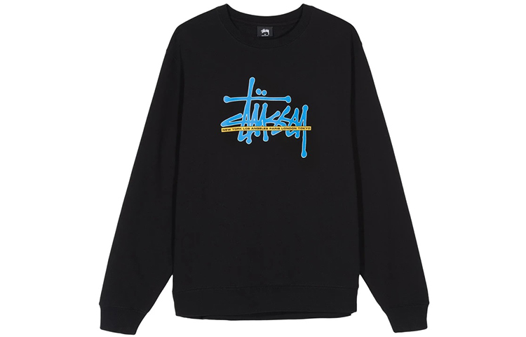 Stüssy International Crew Classic Logo Retro Sweatshirt Black 1914482BLAC