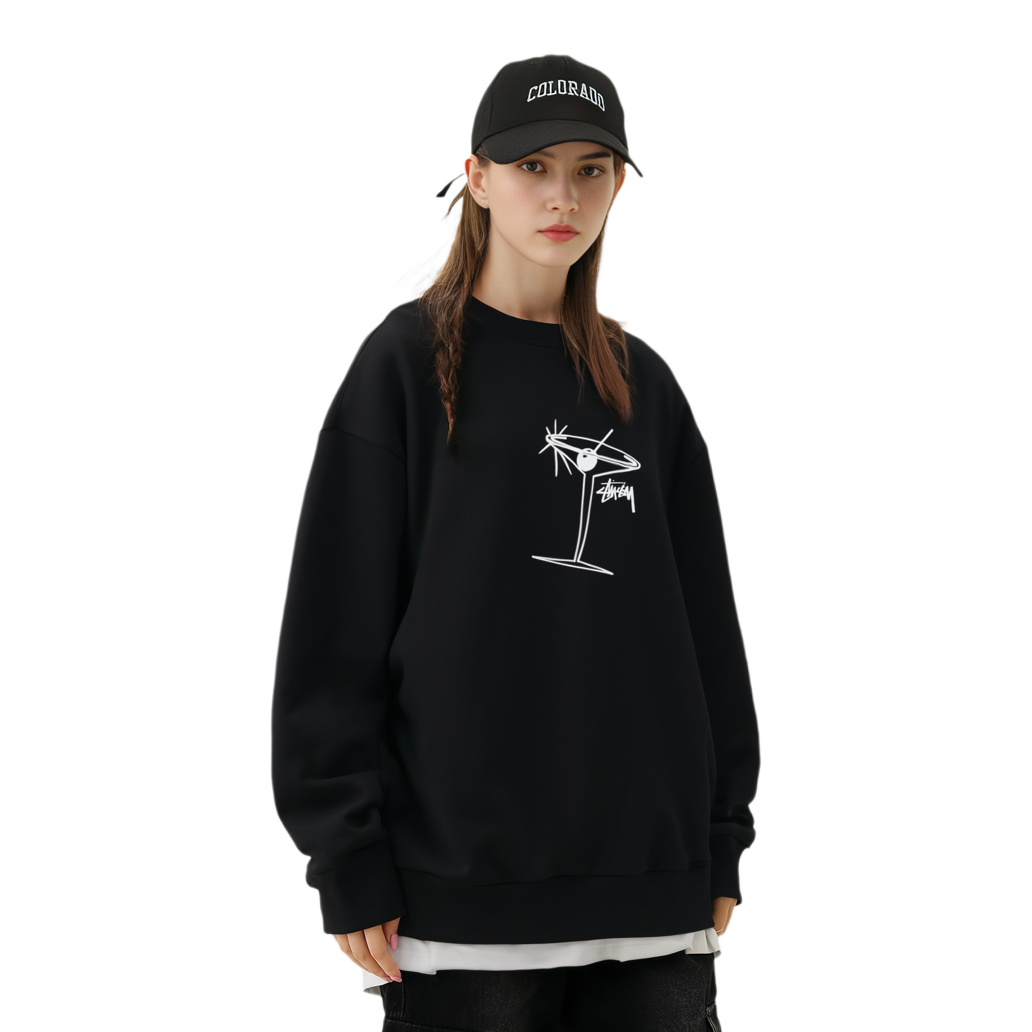 Stüssy Logo Crewneck Pullover Sweatshirt Retro Unisex Long Sleeve 1915074 圖 4