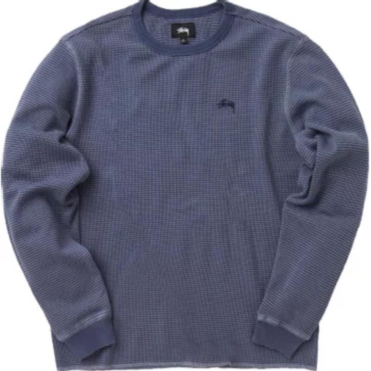 Stüssy Logo Embroidered Crewneck Pullover Sweatshirt Blue Retro Style 1140232