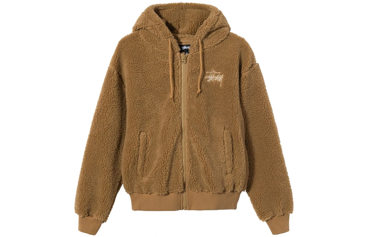 Stüssy Logo Embroidered Zip Hoodie American Retro Jacket Unisex 118412