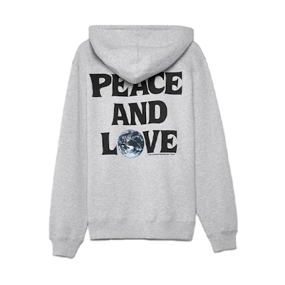 Stüssy Love & Peace Graphic Vintage Gray Unisex Long Sleeve Sweatshirt 1924600-GREY