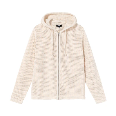 Stüssy Mesh Zip Hoodie Unisex Vintage Fit in Off-White 117091