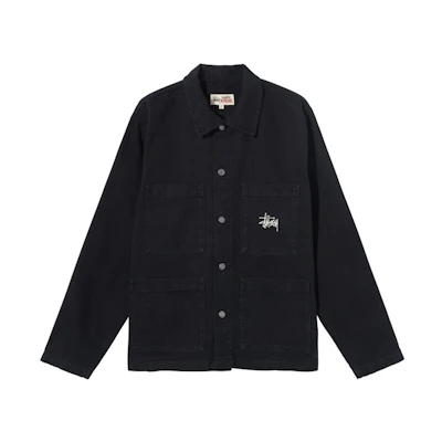 Stüssy Minimalist Letter Button-Up Vintage Work Jacket Unisex Black 115588