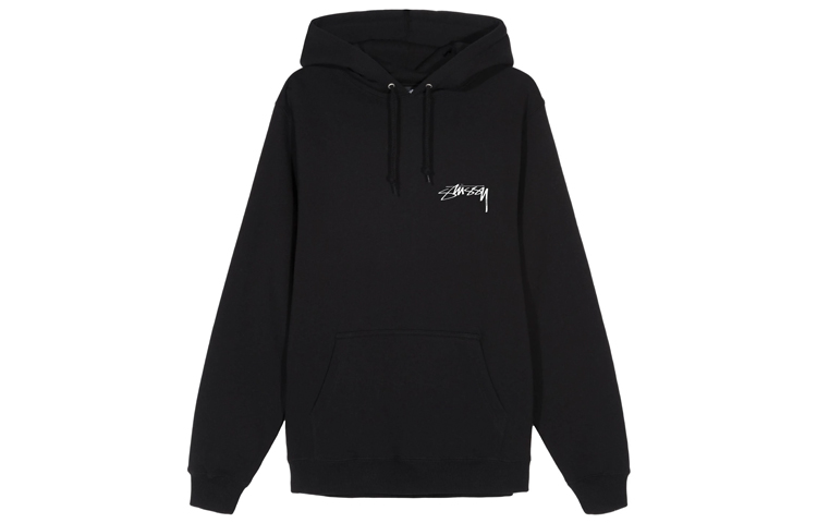 Stüssy New Beat Hoodie Black Unisex Casual Pullover with Print Design 3923619 圖 3