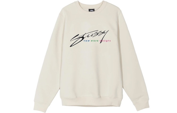 Stüssy New Wave Designs Crewneck Graphic Sweatshirt Unisex 118376