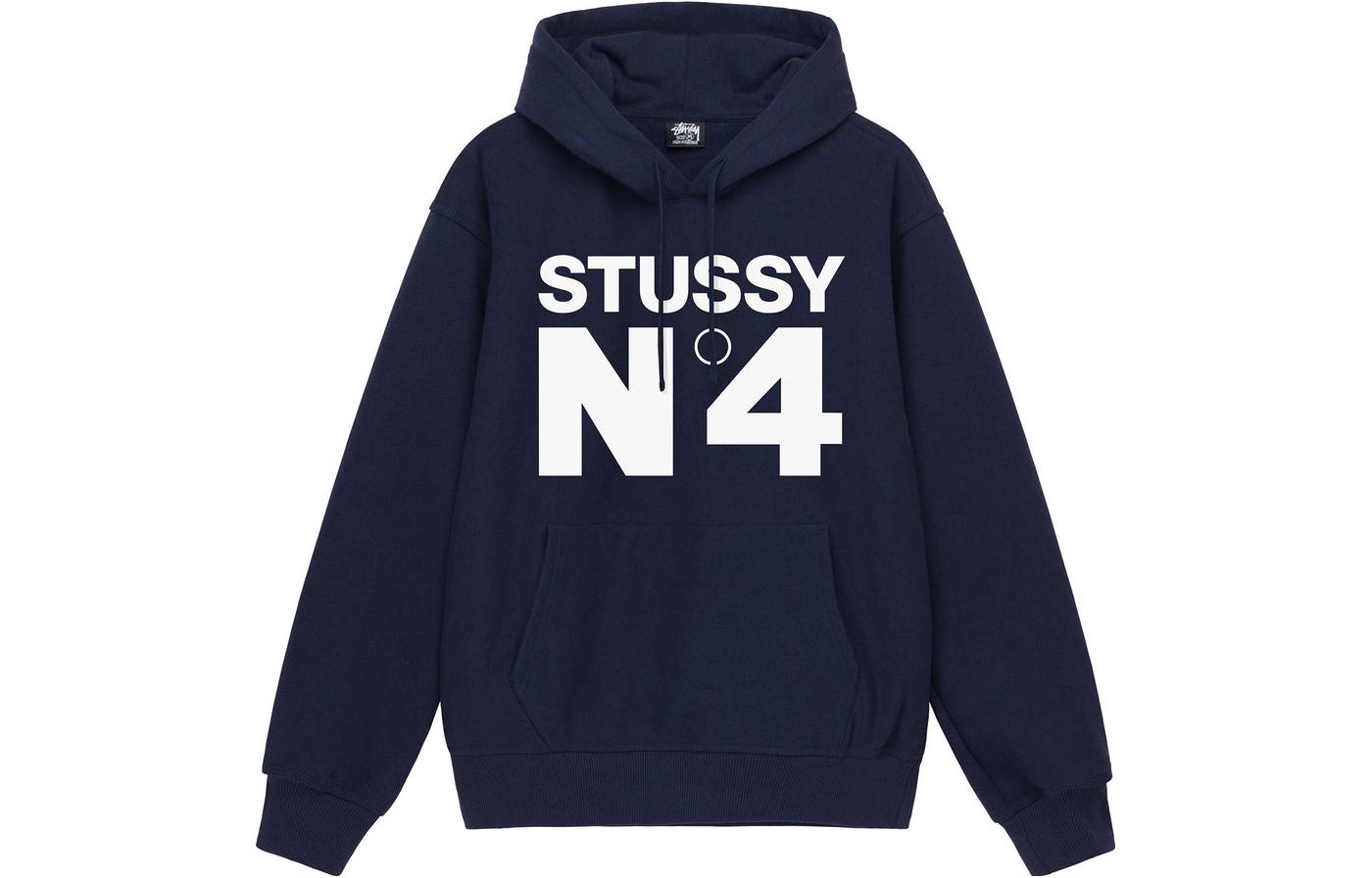 Stüssy No4 Hoodie Letter Print Pullover Retro Sweatshirt Unisex 1924901