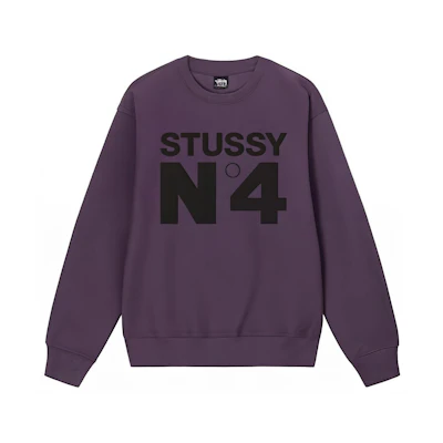 Stüssy No.4 Crew Unisex Retro Graphic Print Long Sleeve Sweatshirt 1914901
