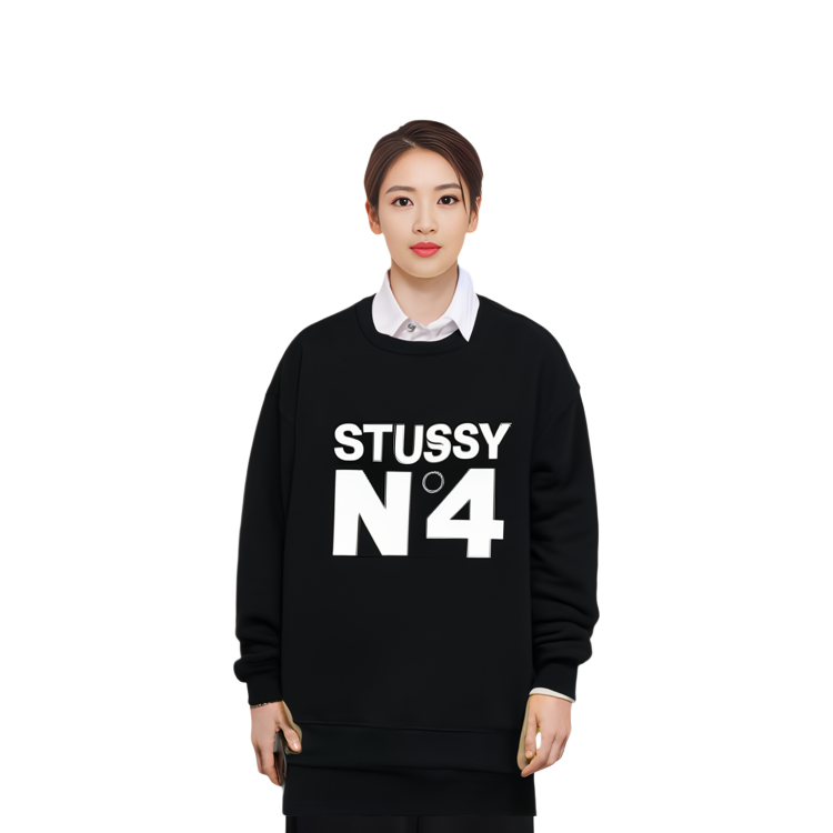 Stüssy No.4 Crew Unisex Retro Graphic Print Long Sleeve Sweatshirt 1914901 圖 6