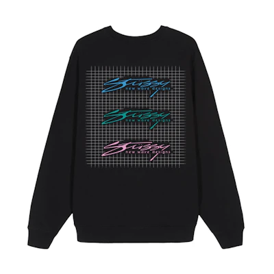 Stüssy Original Team Crew Black Retro Sweatshirt with Triple Logo Unisex 3913620