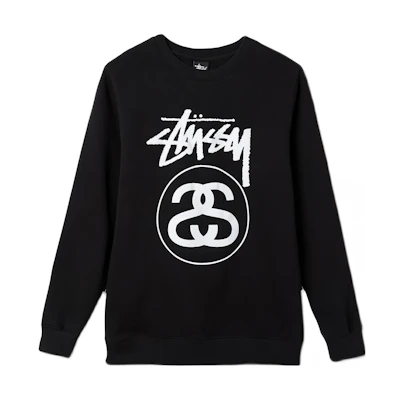 Stüssy Printed Crewneck Retro Sweatshirt Black 1913917