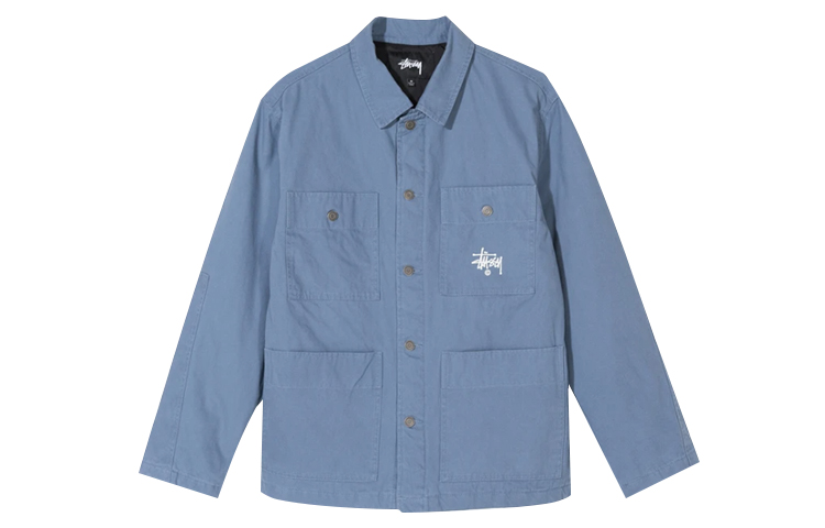 Stüssy Quilted Chore Coat Retro Workwear Jacket Blue 115475
