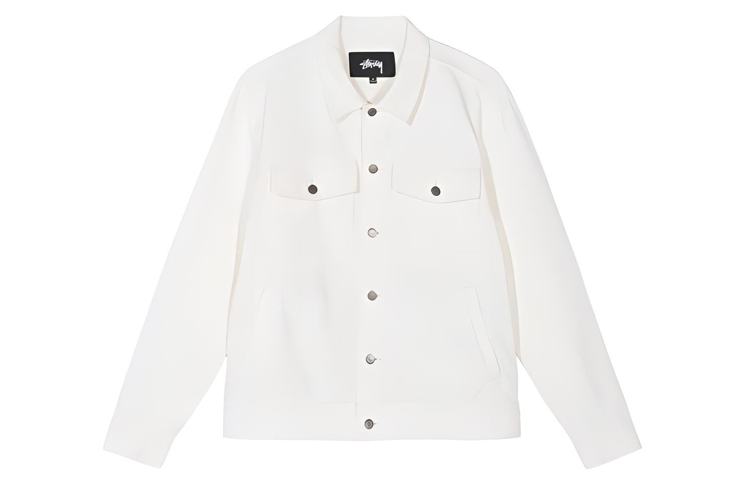 Stüssy Ranch Jacket White - Unisex Vintage Retro Collared Jacket 115494