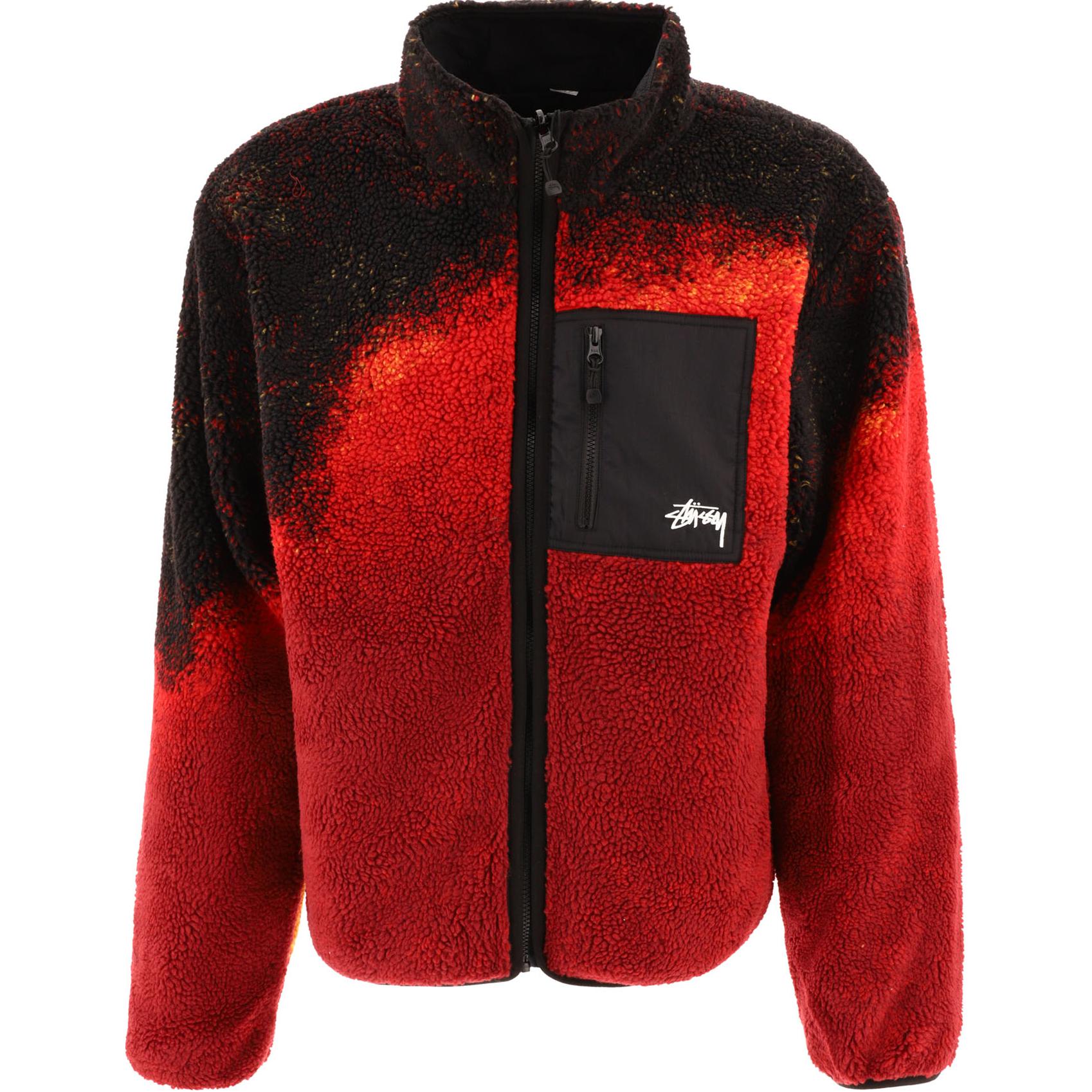 Stüssy Red Retro Reversible Zip-Up Jacket with Colorblock Design for Men FA118529LAVA