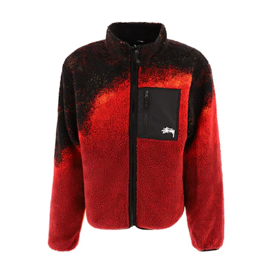 Stüssy Red Retro Reversible Zip-Up Jacket with Colorblock Design for Men FA118529LAVA