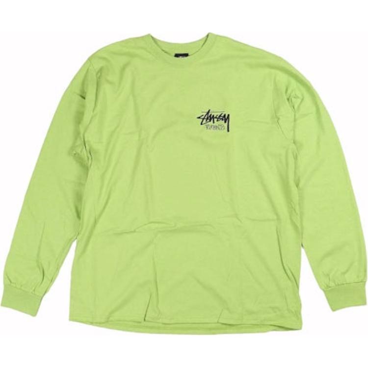 Stüssy Retro Crewneck Sweatshirt with Logo Print for Men - Bright Green 3993814