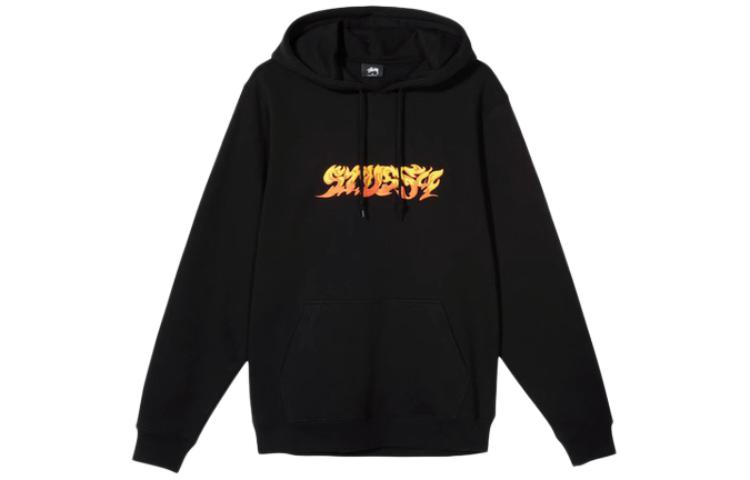 Stüssy Retro Hoodie with Flame Embroidery and Fleece-Lined SUSSW118394XF
