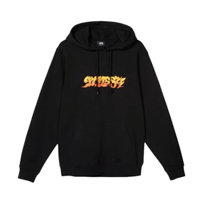 Stüssy Retro Hoodie with Flame Embroidery and Fleece-Lined SUSSW118394XF