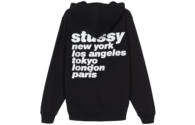 Stüssy Retro Letter Print Colorblock Fleece Hoodie 1924493
