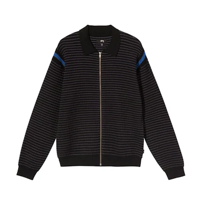Stüssy Retro Logo Jacquard Striped Zip-Up Jacket 117088